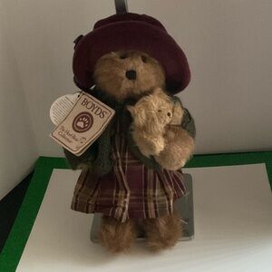 Boyds Bears Burgundy and Green Stuffed Bear